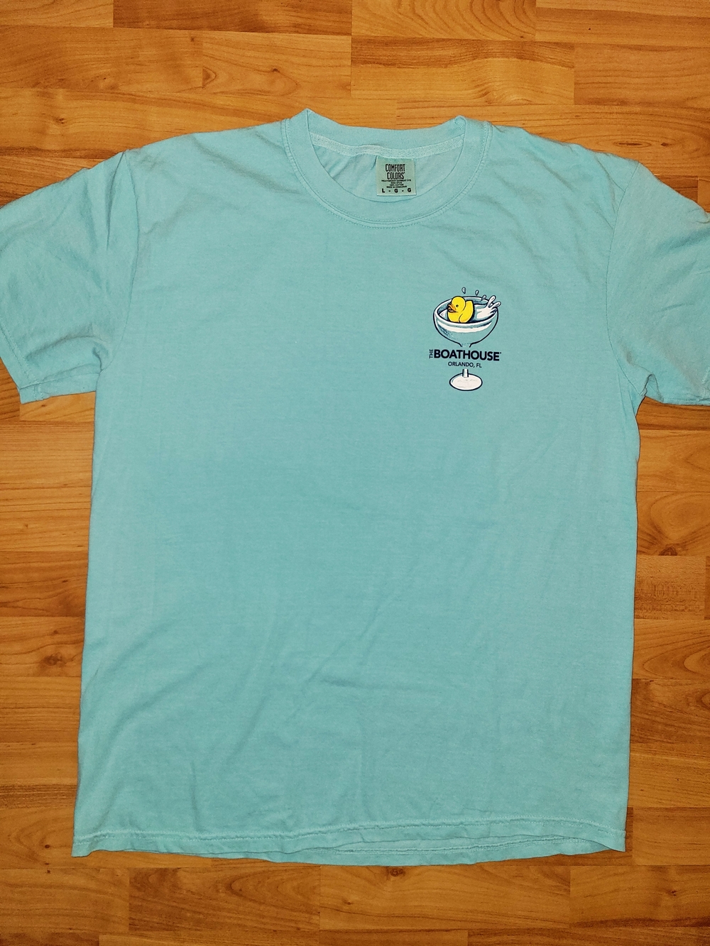 No One Gives a Duck Funny Promo Graphic Rubber Ducky Tee, Light Teal Large - Picture 2 of 5